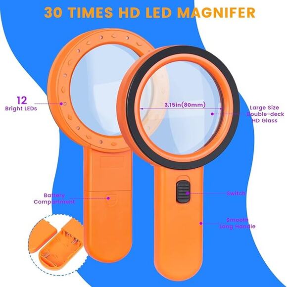 30x Handheld Lighted Magnifying Glass - Picture 4 of 4